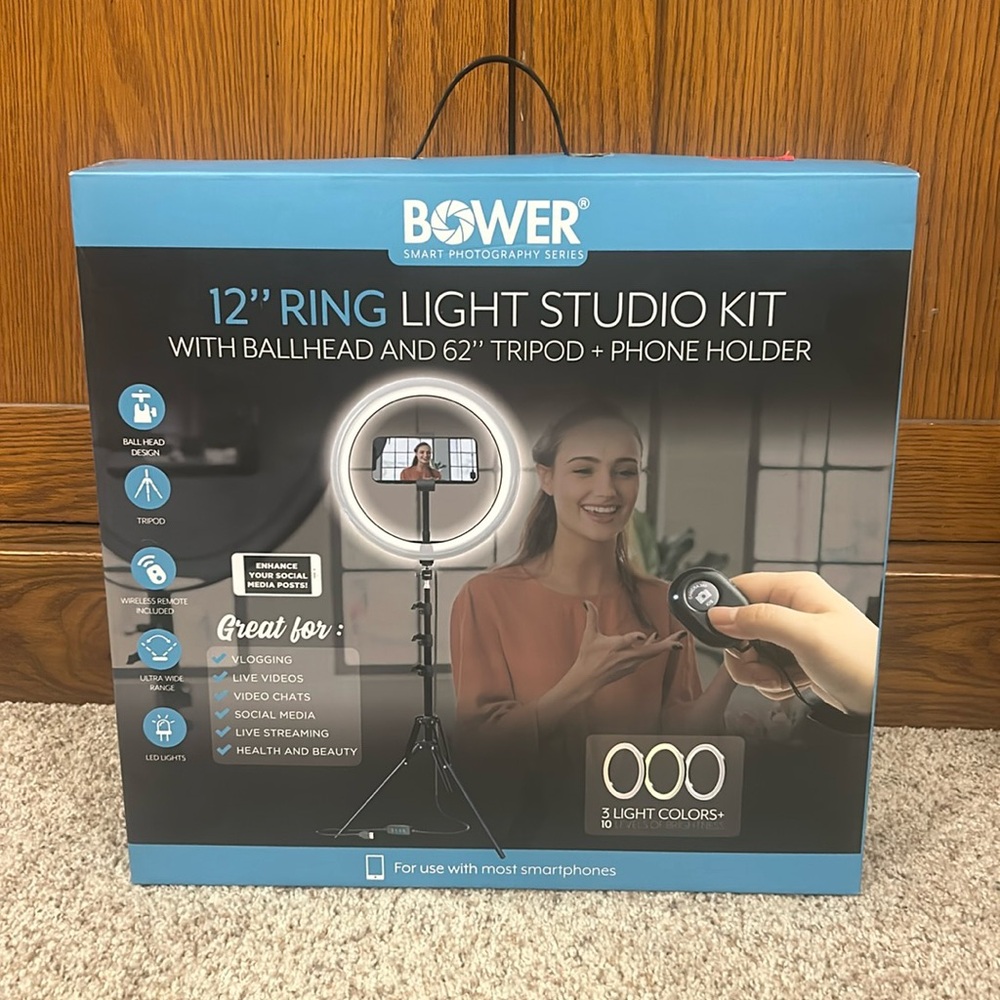 Bower 12” Ring Light Studio Kit